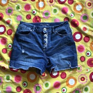 High-rise distressed Jean Shorts
